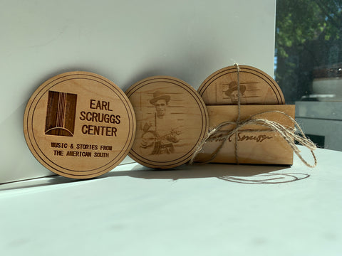 Wooden Earl Scruggs Coaster Set
